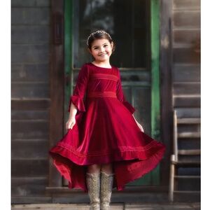 Trish Scully burgundy velvet Christmas /Valentine dress  little girl size 8
